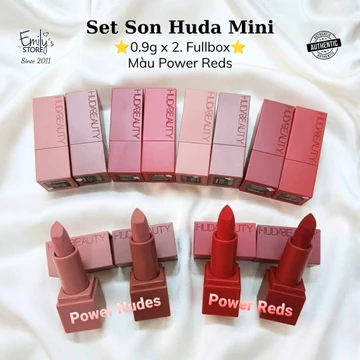 Son Huda Mini Power Bullet Matte Lipstick Duo. Set 2 Thỏi Mini Màu Đỏ El Cinco De Mayo