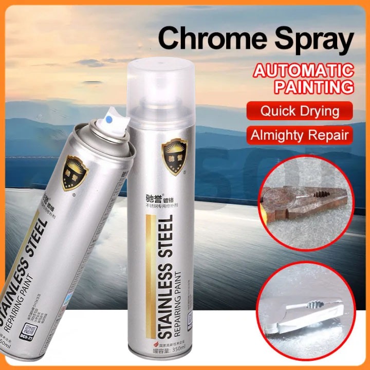 Sơn Xịt Chrome Mạ Kim Loại 350Ml Hiệu Ứng Ánh Kim, Hỗ Trợ Làm Mới Bề Mặt Kim Loại Tiện Lợi
