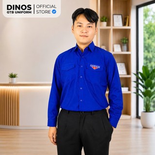 Áo Sơ Mi Đoàn Tay Dài Dinos Cho Nam Nữ Đoàn Viên, Học Sinh Sinh Viên - Màu Xanh