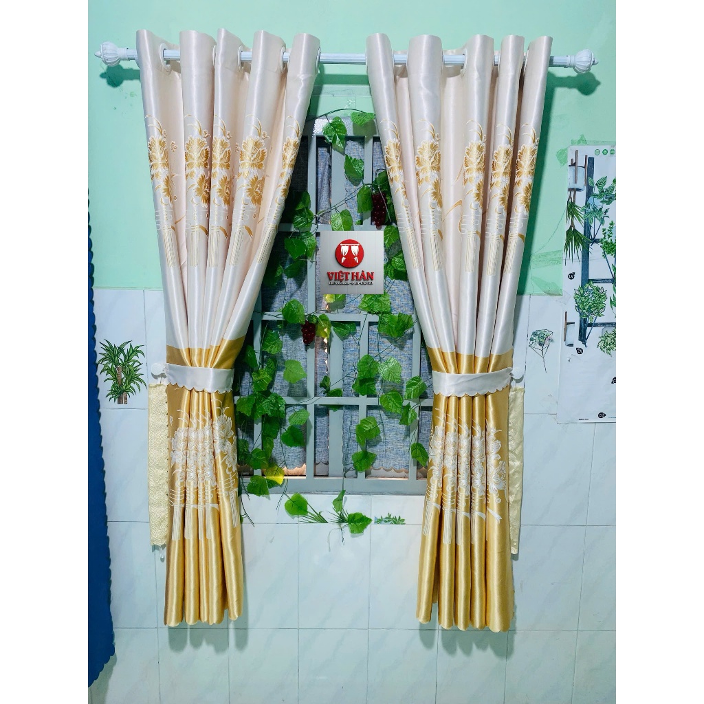 )1 TẤM GẤM 3D MÀU VÀNG HOA  CHƯA CÓ CÂY TREO - TREO 1 TẤM MUA 1 TẤM _TREO 2 TẤM MUA 2 TẤM RÈM CỬA VIỆT HÀN