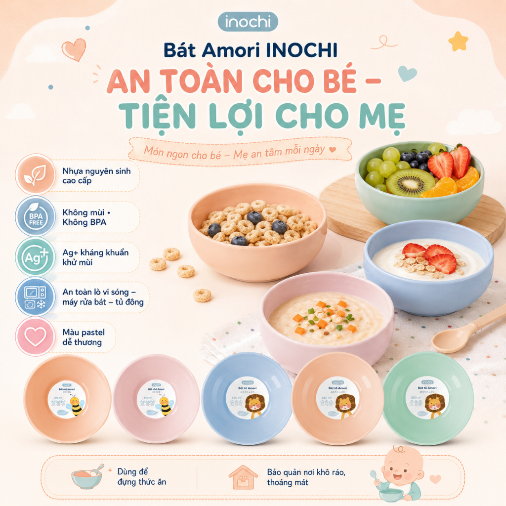 Bát Nhựa Amori - Inochi: Sang Trọng, An Toàn, Tiện Dụng Cho Mọi Bữa Ăn 🍽️✨