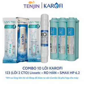 Combo 10 Lõi Lọc Karofi Sử Dụng 12CTO3 Livotec (Lõi 2 Lưới), Màng RO 100GPD Membrane Hàn Và Bộ Chức Năng Smax HP 6.2