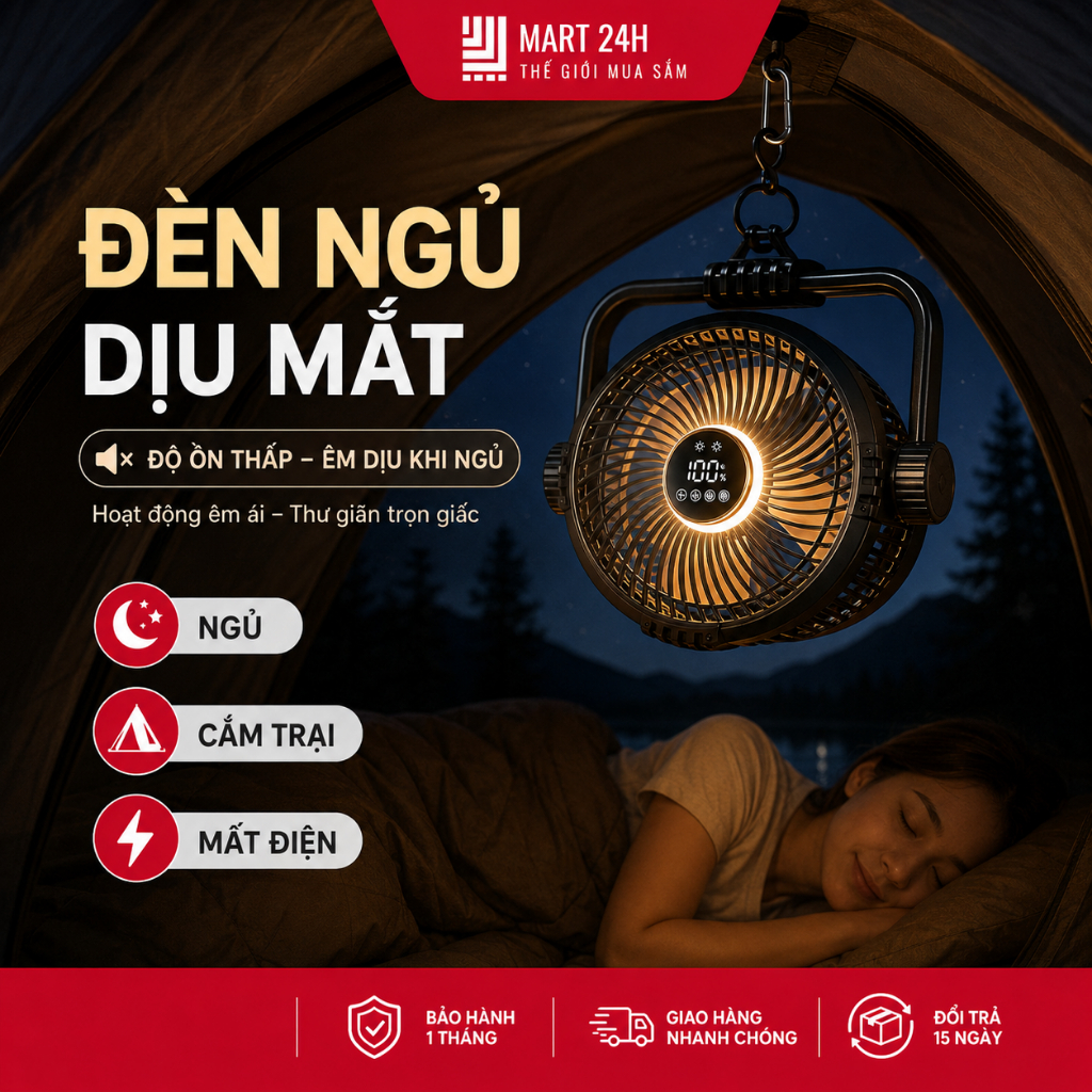 [COMBO 2 QUẠT] Quạt Tích Điện 20000mAh TS2285 MART24H Mát Lạnh 20 độ Dùng Liên Tục 15 Giờ BH 1 Tháng