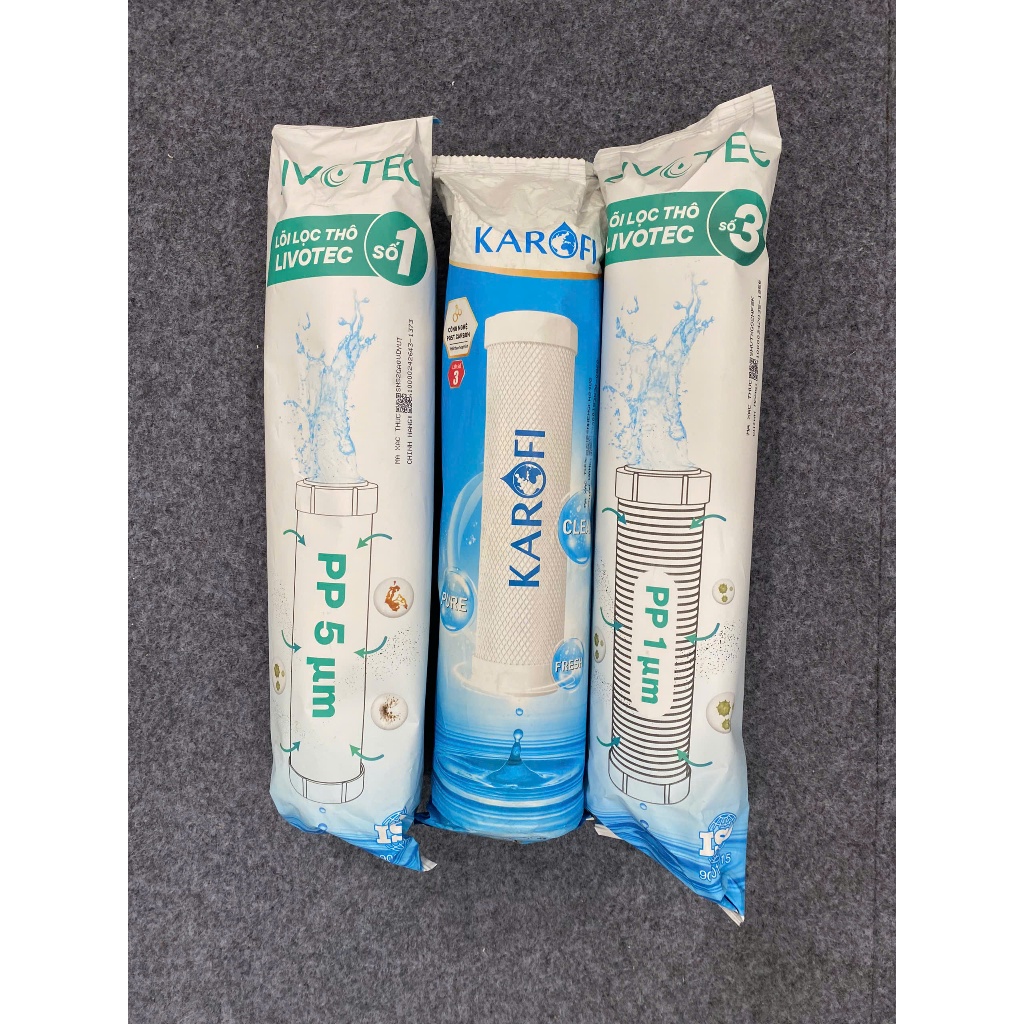 Combo 10 Lõi Lọc Karofi Dành Cho Máy Model O-P1310, KAQ-U03 Gồm 12CTO3 - Màng RO100GPD - T33 Mineral Far Nano ORP Hydro