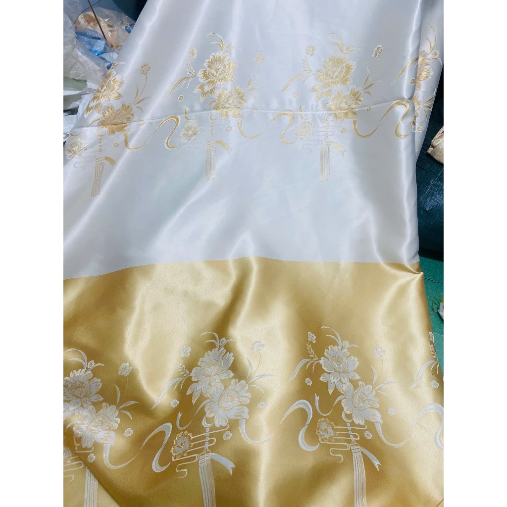 )1 TẤM GẤM 3D MÀU VÀNG HOA  CHƯA CÓ CÂY TREO - TREO 1 TẤM MUA 1 TẤM _TREO 2 TẤM MUA 2 TẤM RÈM CỬA VIỆT HÀN