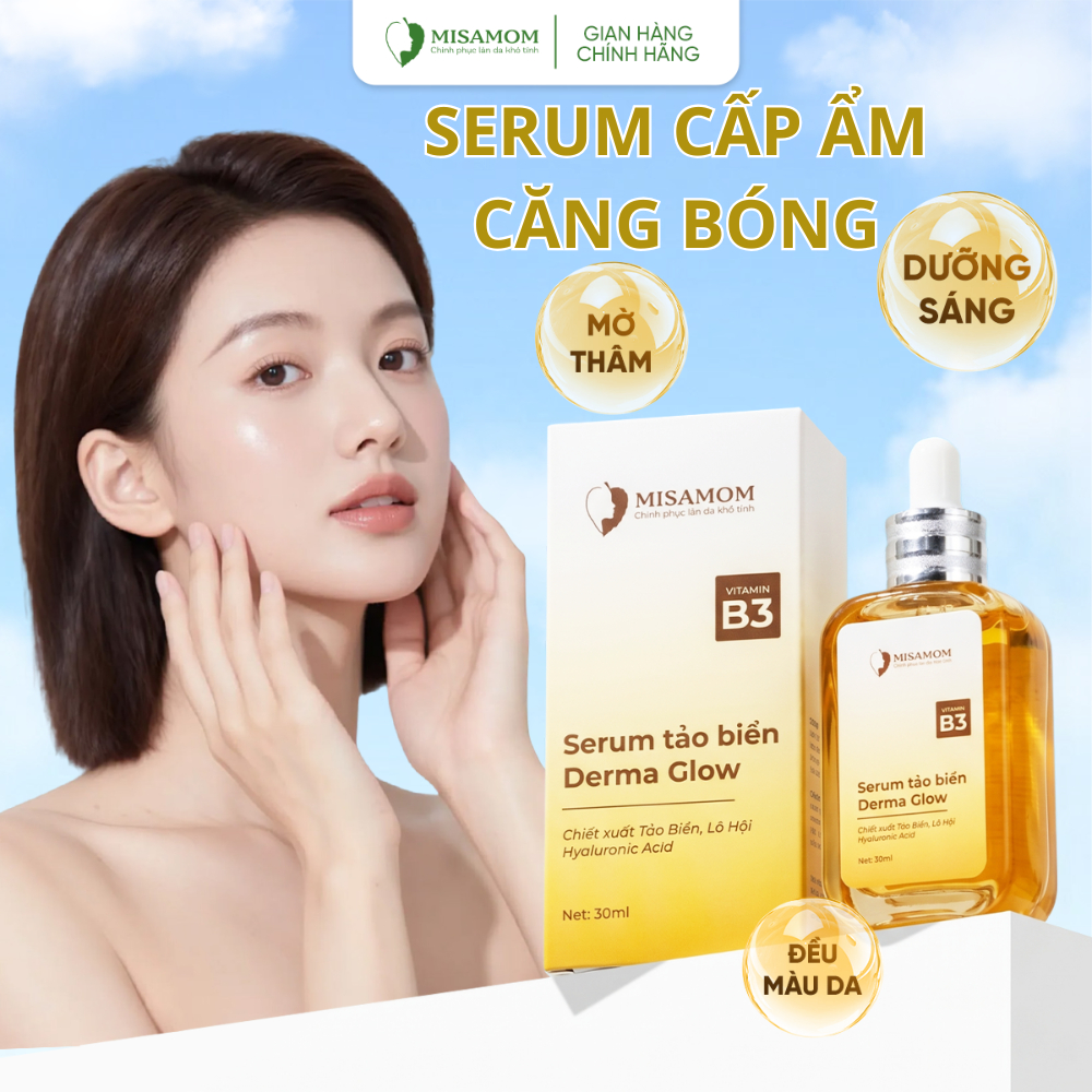 Serum Vi Tảo Biển DERMA GLOW Hỗ Trợ Mờ Nám Dưỡng Ẩm Làm Đều Màu Da - Đẹp Da - Chăm Sóc Da Misamom 30ml