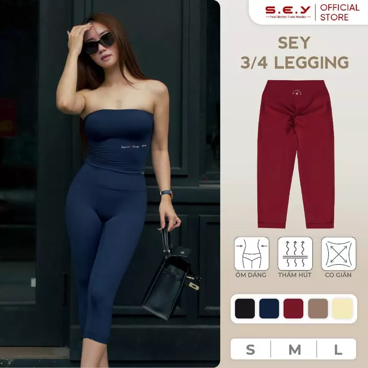 Quần Tập Gym Nữ SEY 3/4 Legging, Quần Legging Nữ, Quần Thể Thao, Chất Liệu Co Giãn, Cao Cấp