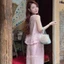 Set bộ sát nách hồng GUMIN thiết kế áo cổ tròn thêu hoa gấu vintage sang chảnh, set đồ nữ đi biển mặc nhà thanh lịch