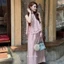 Set bộ sát nách hồng GUMIN thiết kế áo cổ tròn thêu hoa gấu vintage sang chảnh, set đồ nữ đi biển mặc nhà thanh lịch