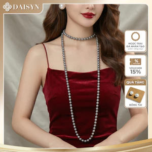 N831 dây chuyền hạt ngọc trai nhân tạo màu xám 8li 150cm , chuỗi hạt ngọc trai nhân tạo mang áo dài