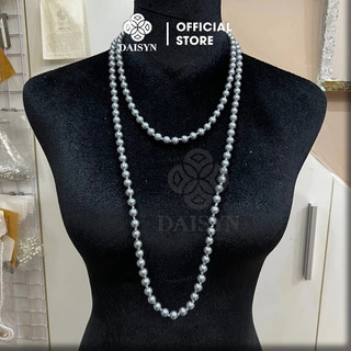 [ DAISYN ] N831 dây chuyền hạt ngọc trai nhân tạo màu xám 8li 150cm , chuỗi hạt ngọc trai nhân tạo mang áo dài