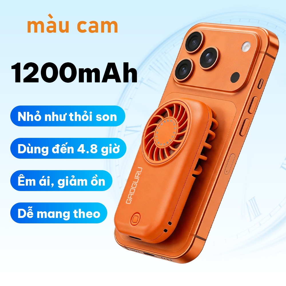 【Siêu Mạnh Siêu Mát】Quạt di động 2026 Quạt cầm tay mini pin 1200mah 5 cấp độ, sạc pin tiện dụng, nhỏ gọn