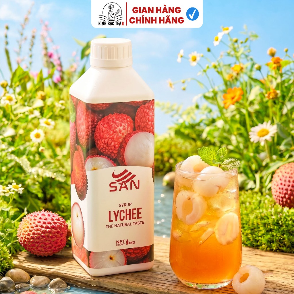 Syrup/siro lá dứa SAN Chai 1Kg, có mẫu thử, công thức, pha chế chuẩn quán, dễ dùng, đủ vị, hươn thơm