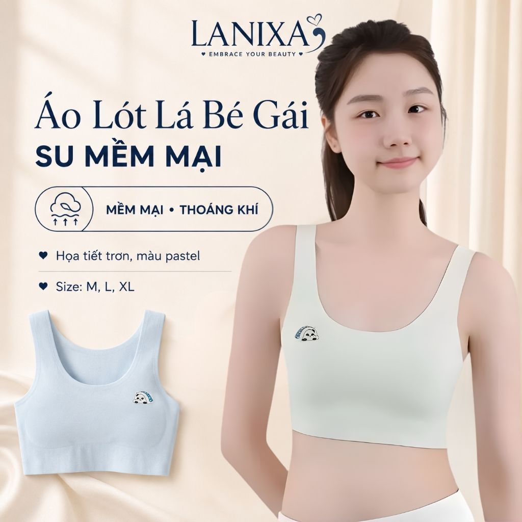 COMBO 3 Áo lá bé gái tuổi dậy thì chất su mềm mại thoáng mát bản dây to họa tiết cute LANIXA B8999