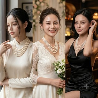 [ DAISYN ] N822 dây chuyền hạt ngọc trai nhân tạo áo dài 4 sợi, chuỗi hạt ngọc trai nhân tạo áo ngũ thân sang