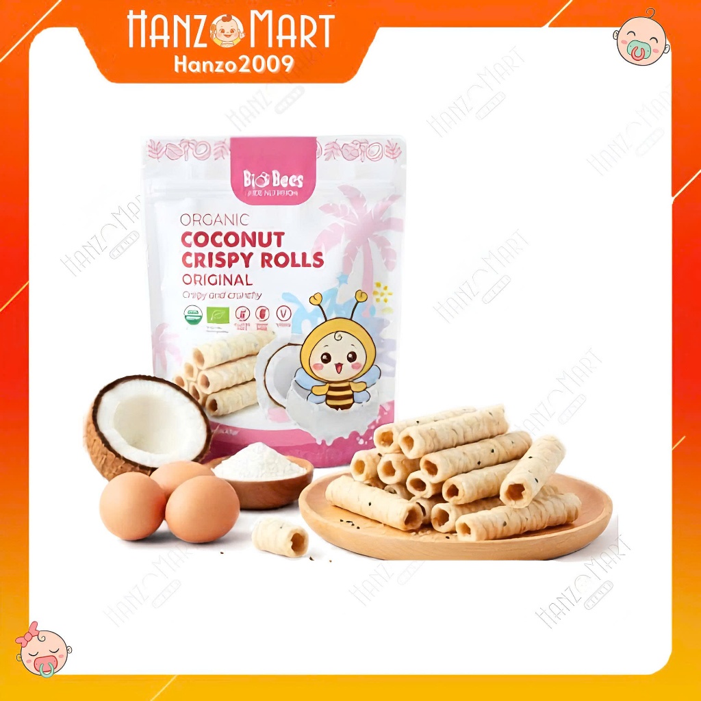 Bánh ăn dặm Quế Cuộn Dừa Hữu Cơ BioBees 40g Cho Bé Ăn Vặt Snack Organic - hanzo2009
