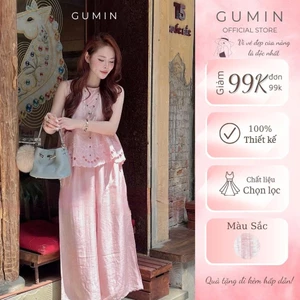 Set bộ sát nách Loại 1 thiết kế áo thêu gấu vintage trẻ trung thanh lịch, set đồ nữ đi biển mặc nhà sang trọng