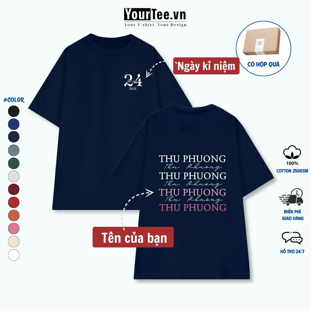 [ÁO THUN UNISEX IN TÊN NGHỆ THUẬT] Áo Thun Unisex In Tên Lưng Form Oversize Cotton  YTUN2601