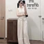 Set bộ đũi gile be GUMIN thiết kế áo sát nách kèm quần suông rộng vintage thanh lịch, Set bộ đồ nữ dự tiệc sang trọng