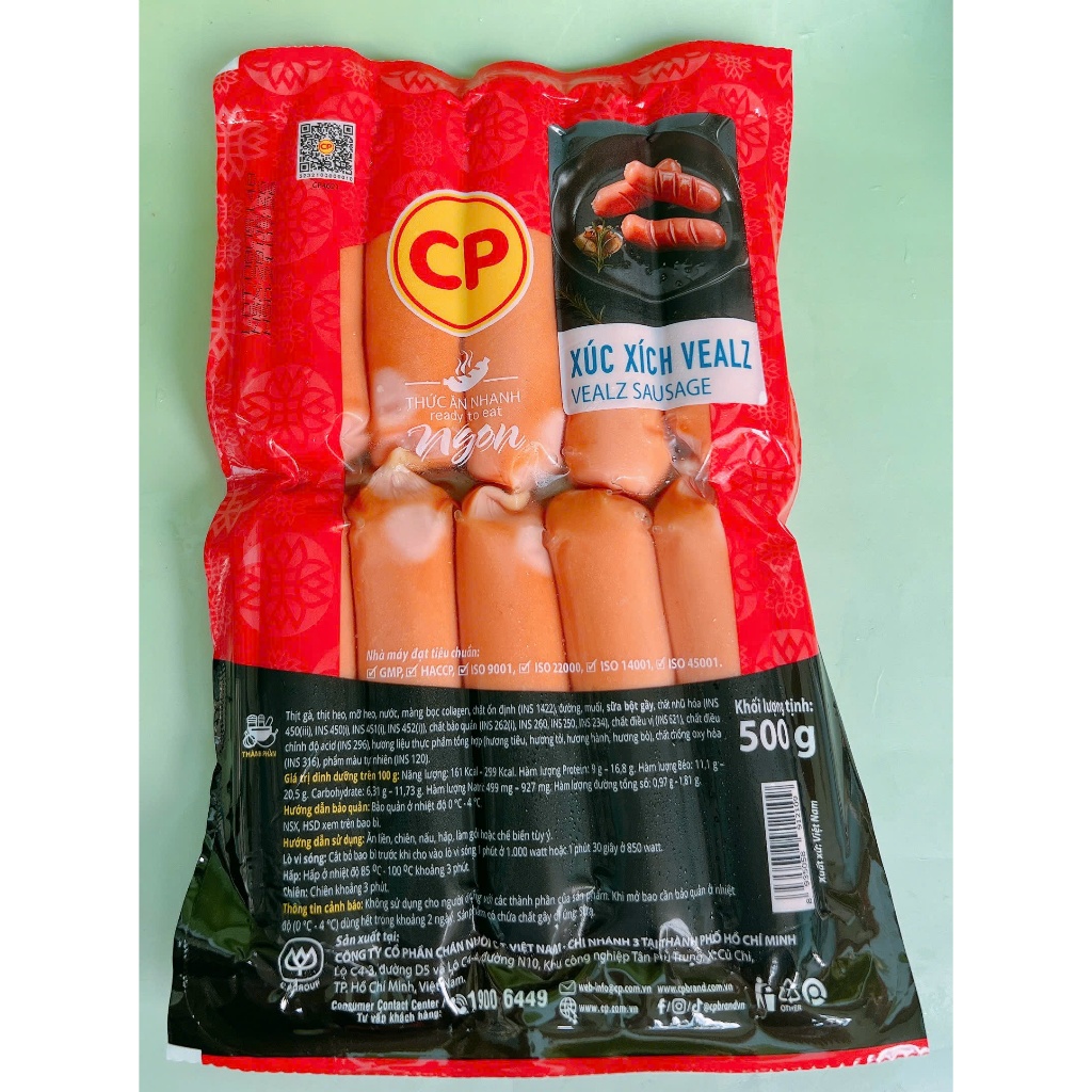 Gói 500g Xúc Xích Vealz CP (10 cây)