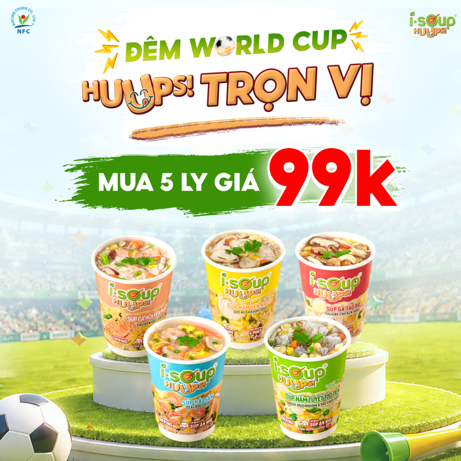[MUA 5 TẶNG1] Combo 5 Ly Súp Ăn Liền Sấy Thăng Hoa Isoup Huups – Mix vị tự chọn