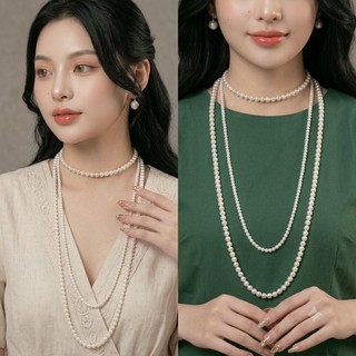[ DAISYN ] N639 choker dây chuyền áo dài , dây chuyền áo tấc, vòng cổ cưới 3 sợi ngọc trai nhân tạo 4-6mm