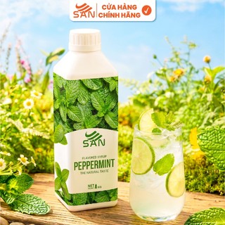 Syrup/Siro Lá Dứa SAN chai 1Kg, có mẫu thử, công thức pha chế chuẩn quán, dễ sử dụng, thơm tự nhiên.