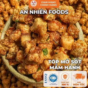Tóp Mỡ Liền Da Sốt Mắm Hành, Giòn Rụm, Vị Mắm Hành Đậm Đà, Đồ Ăn Vặt An Nhiên Foods