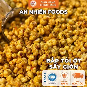 Bắp Tỏi Ớt Sấy Giòn, Sấy Khô Giòn, Vị Tỏi Ớt Cay Mặn, Đồ Ăn Vặt An Nhiên Foods