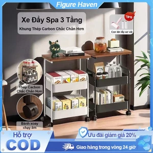Thép Carbon Xe Đẩy Spa 3 Tầng Kệ Đựng Đồ Đa Năng Có Bánh Xe Khung Thép Cacbon Phòng Ngủ Cạnh Giường