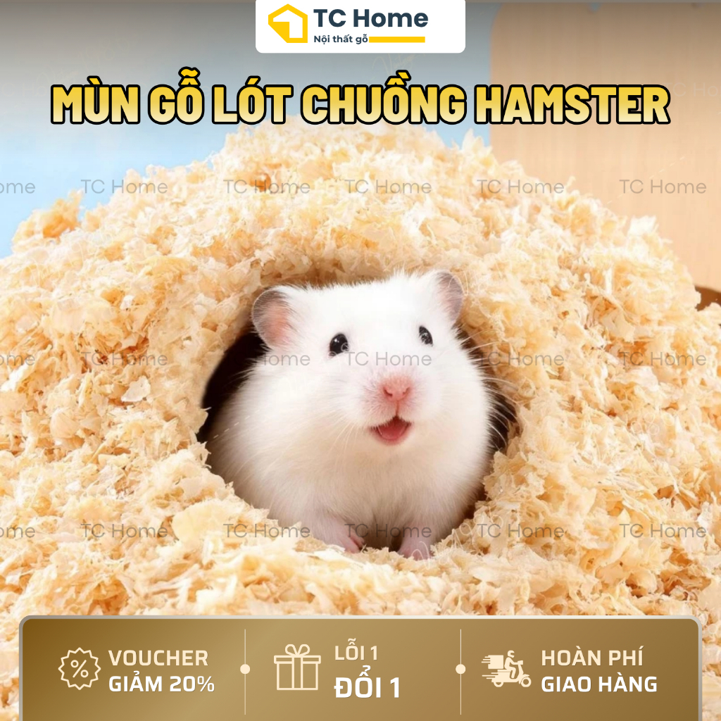 [Siêu Rẻ] Mùn Cưa Gỗ Thông Thơm 1kg Lót Chuồng Hamster, Thỏ, Chinchilla, Nhím, Bò Sát - TC Home