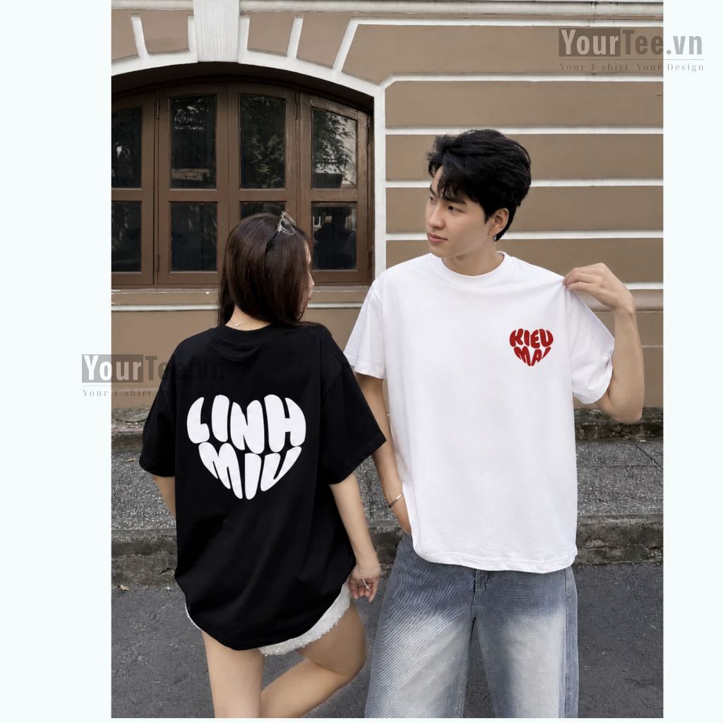 [ÁO THUN UNISEX TÊN TRÁI TIM ] Áo Thun Couple Unisex Cotton In Trái Tim Tên Của Bạn Đáng Yêu YTUN2609