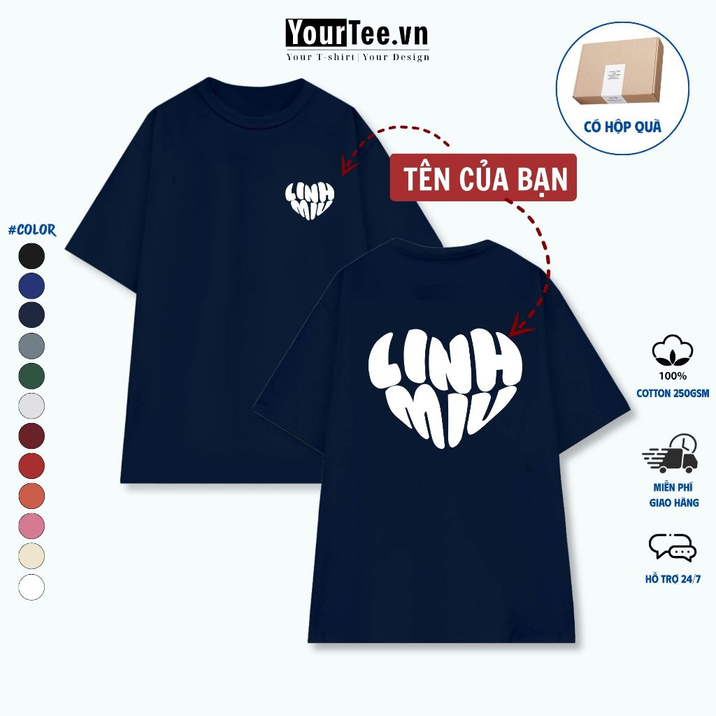 [ÁO THUN UNISEX TÊN TRÁI TIM ] Áo Thun Couple Unisex Cotton In Trái Tim Tên Của Bạn Đáng Yêu YTUN2609