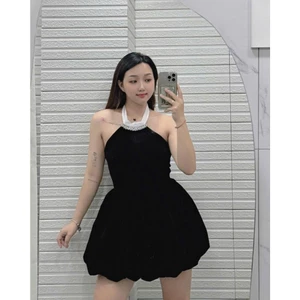 BIGSIZE ĐẦM NHUNG CỔ YẾM ĐÍNH ĐÁ TÙNG BÍ NƠ KT259, ĐẦM NỮ BIGSIZE ĐI TIỆC ĐI CHƠI | MEOINDAHOUSE