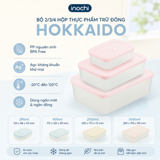 Bộ 5 Hộp Trữ Đông Hokkaido - Inochi: Nhựa PP, An Toàn, Kín Khít, Bảo Quản Tươi Ngon