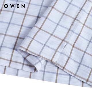 Owen - Áo sơ mi ngắn tay Body Fit AB260086NT màu Kẻ Nâu chất liệu Bamboo spandex