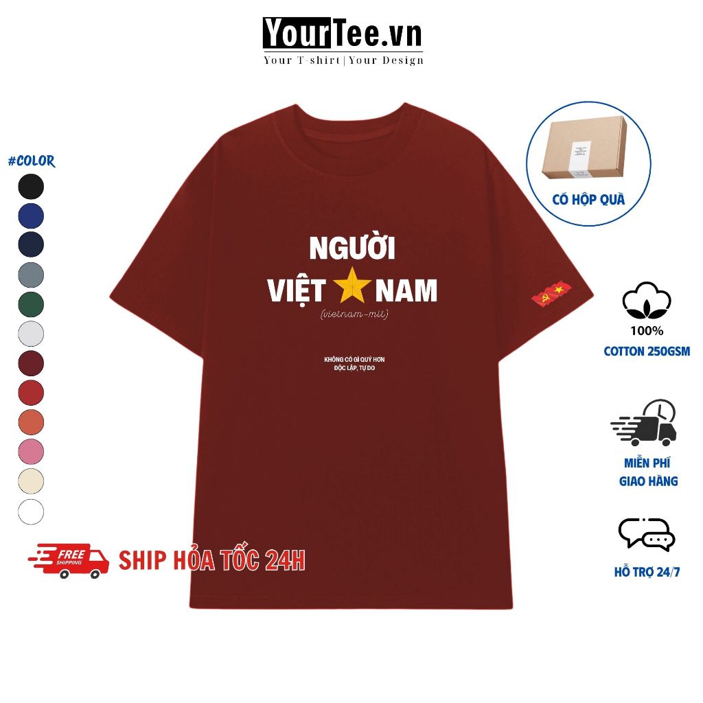[Áo Thun Người Việt Nam] Áo Thun Người Việt Nam Form Unisex Chất Cotton Đẹp + Có Hộp Quà