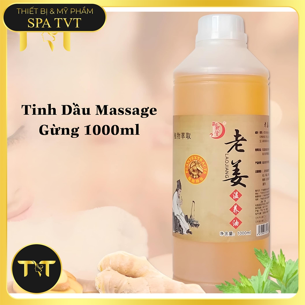 TINH DẦU GỪNG MASSAGE BODY 1000ML ĐẢ THÔNG KINH LẠC,GIẢM BÉO, MASSAGE THƯ GIÃN
