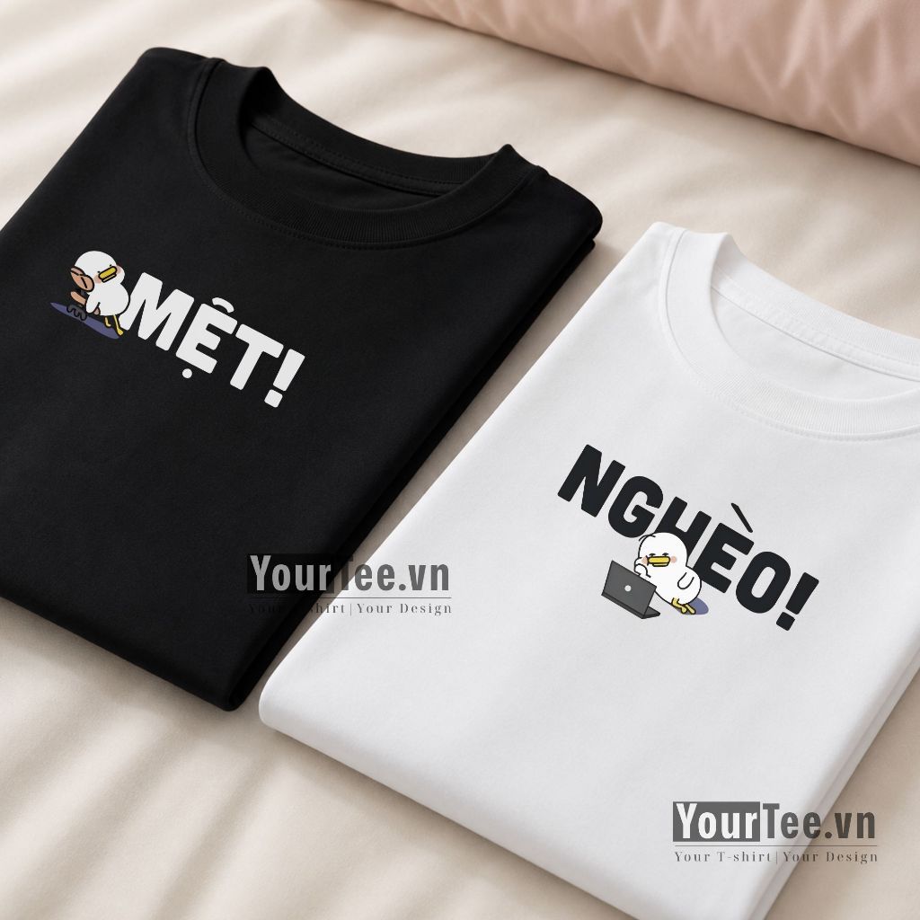 Áo Thun Unisex Form Oversize In Chữ MỆT Vải Cotton 100% 250gsm Cao Cấp Mềm Mịn Thoáng Mát Không Xù Lông+Có Hộp