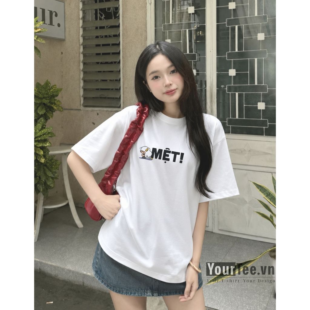Áo Thun Unisex Form Oversize In Chữ MỆT Vải Cotton 100% 250gsm Cao Cấp Mềm Mịn Thoáng Mát Không Xù Lông+Có Hộp