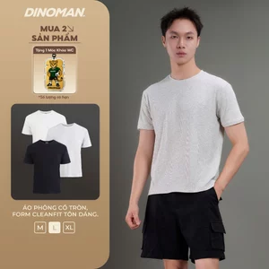 Áo Phông Cổ Tròn DINOMAN Form Cleanfit Tôn Dáng Vải Cotton Co Giãn Thấm Hút Mềm Mịn Dễ Chịu AP016