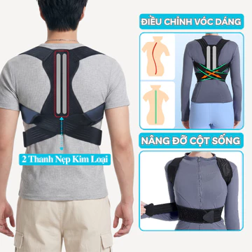 Đai Chống Gù Lưng Nữ Nam Cao Cấp Có Nẹp Đỡ Kim Loại Andego. Đai Lưng Bảo Vệ Cột Sống Chống Gù.