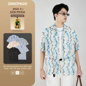 Áo Sơ Mi Nam Cộc Tay Họa Tiết DINOMAN Form Rộng Vải Nhẹ Mát Thời Trang Hè Phong Cách Resort SM030