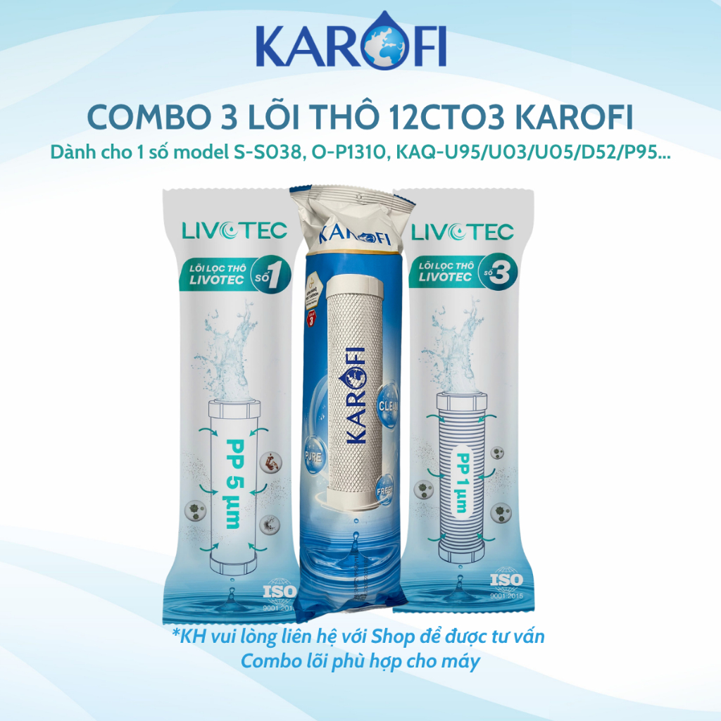Combo 3 Lõi 123( Lõi 2 CTO Lưới) Smax Duo Karofi - Dùng Cho Model S-S038,O-P1310,KAQ -U95,KAQ -U03,....