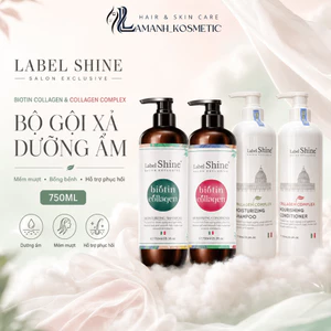 Cặp Dầu Gội Xả LABEL SHINE 750ml | Hỗ Trợ Giảm Dầu Bết, Làm Phồng Chân Tóc, Dưỡng Tóc Mềm Mượt.