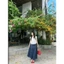 SET ÁO CỔ XẾP LY PHỐI CHÂN VÁY DÀI CHẤM BI, SET ĐỒ NỮ VINTAGE BASIC | MEOINDAHOUSE