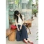 SET ÁO CỔ XẾP LY PHỐI CHÂN VÁY DÀI CHẤM BI, SET ĐỒ NỮ VINTAGE BASIC | MEOINDAHOUSE