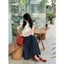 SET ÁO CỔ XẾP LY PHỐI CHÂN VÁY DÀI CHẤM BI, SET ĐỒ NỮ VINTAGE BASIC | MEOINDAHOUSE