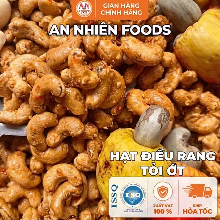 Hạt Điều Rang Tỏi Ớt/ Hạt Điều Rang Tỏi Ớt Lá Chanh, Giòn Bùi, Vị Đậm Đà, Đồ Ăn Vặt An Nhiên Foods
