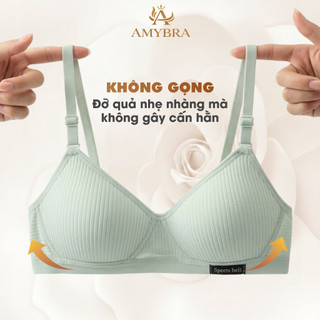 Áo Ngực Nữ AMYBRA Cotton Gân Mềm Mịn Thấm Hút, Áo Lót Nữ Không Gọng Mút Mỏng Êm Ái A554